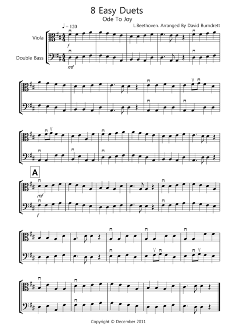 8 Easy Duets for Viola And Double Bass 8 Easy Duets for Viola And Double Bass String Duet scores gallery preview page 1