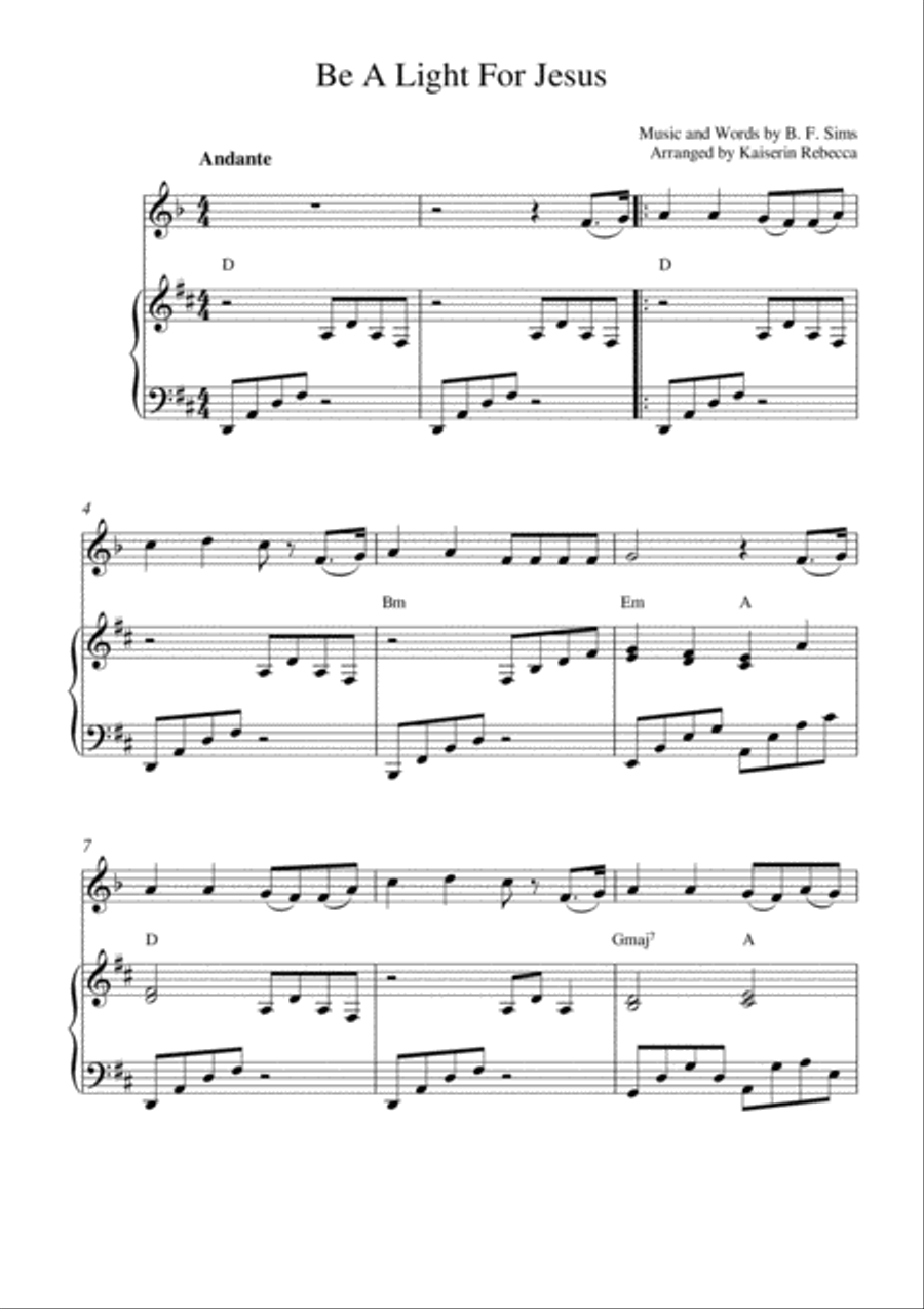 Be A Light For Jesus Clarinet Solo scores gallery preview page 1