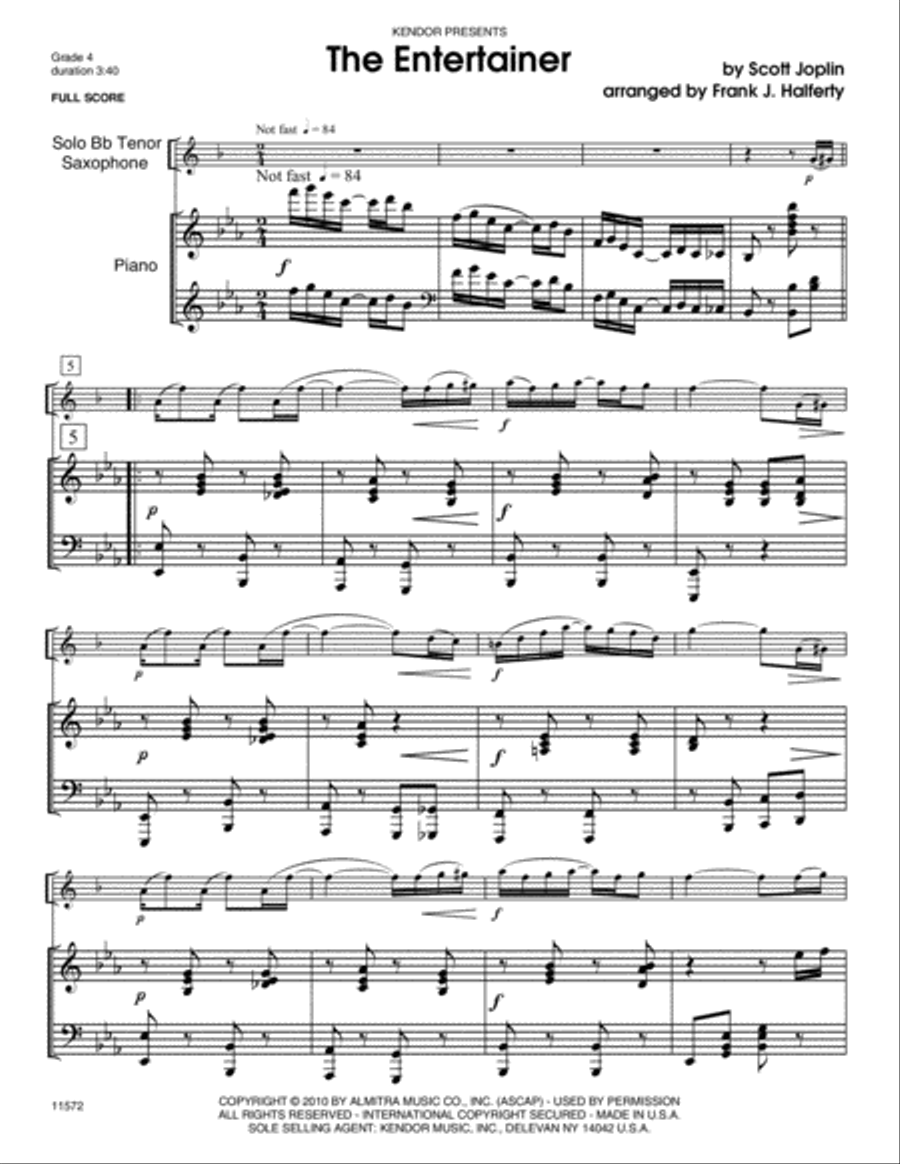 Entertainer, The Tenor Saxophone scores gallery preview page 2