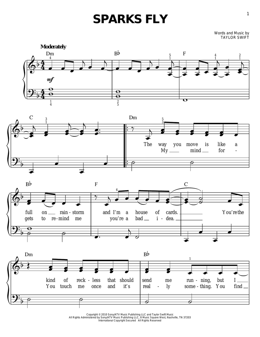 Sparks Fly Sparks Fly Voice scores gallery preview page 1