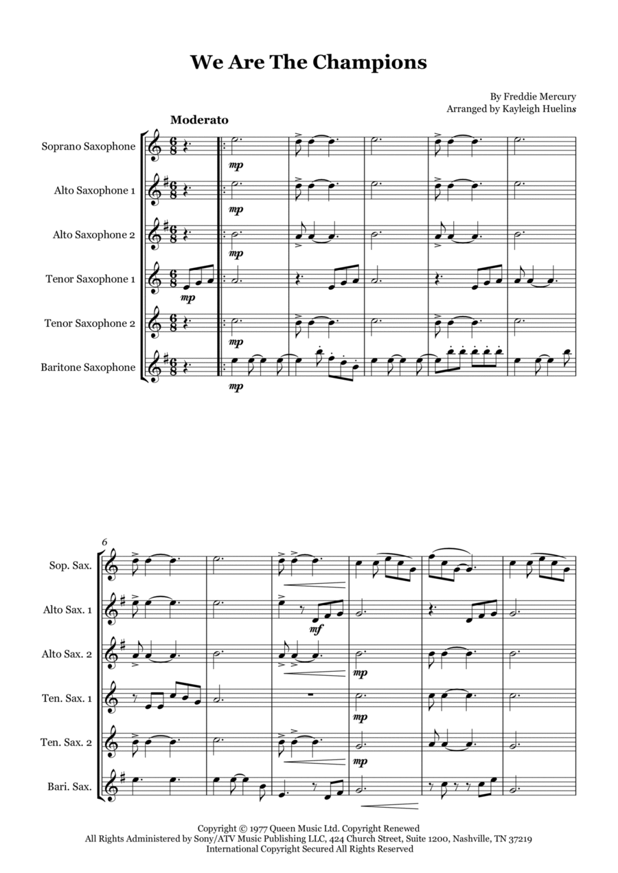 We Are The Champions We Are The Champions Woodwind Ensemble scores gallery preview page 1