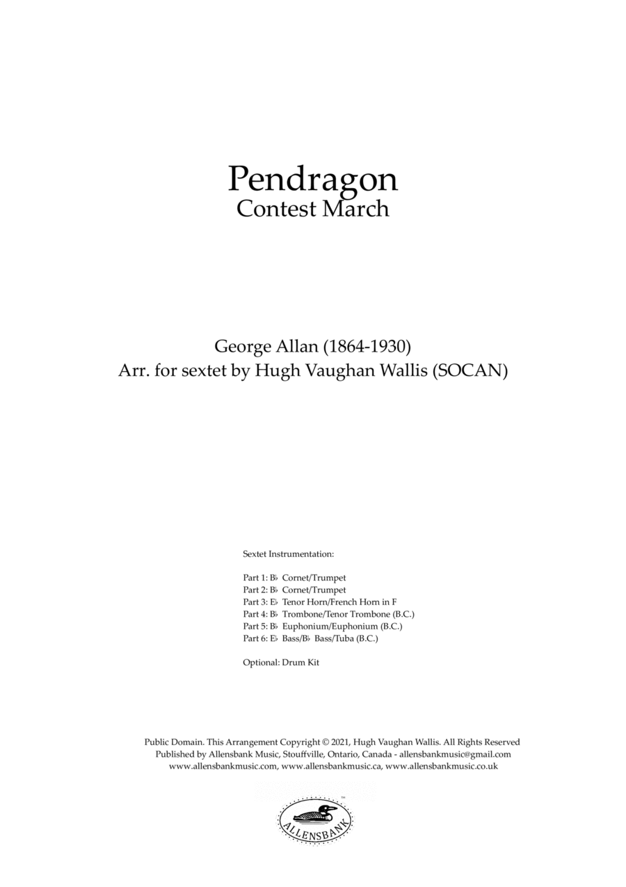 Pendragon - Contest March by George Allan - arranged for brass sextet Brass Ensemble scores gallery preview page 1