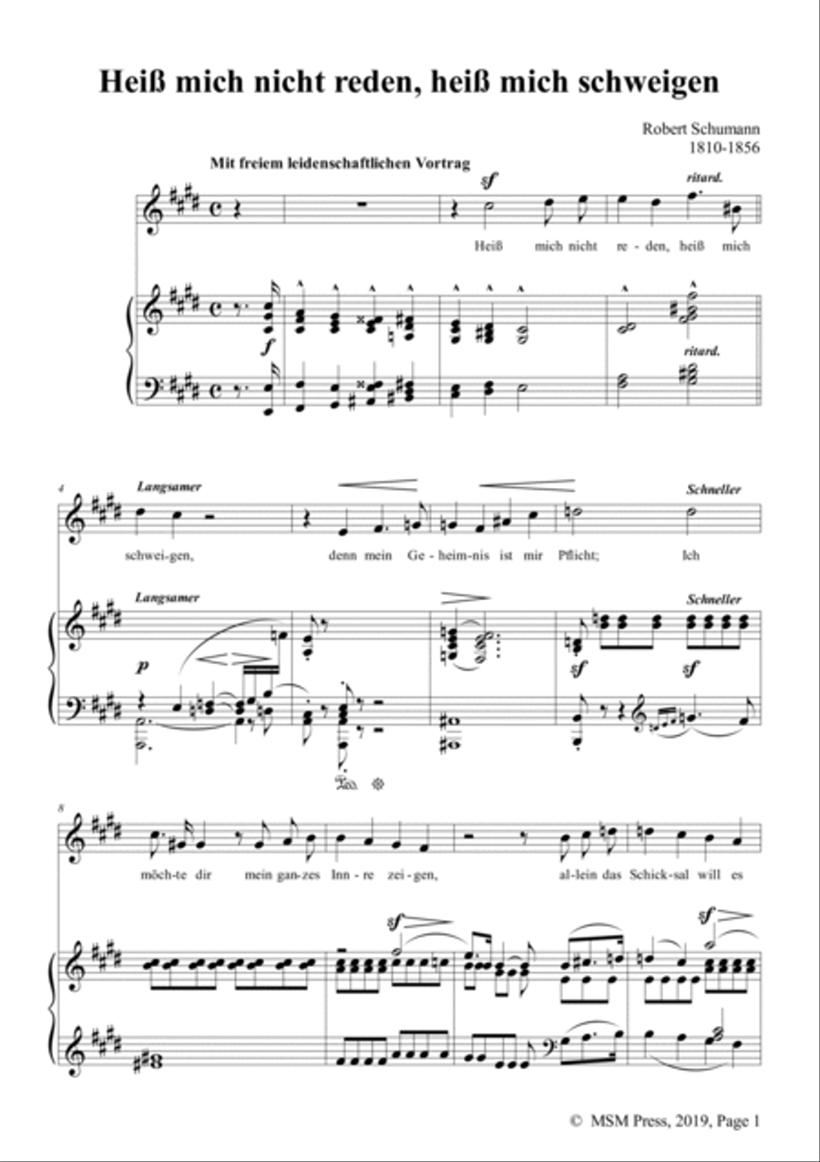 Schumann-Heiß mich nicht reden,heiß mich schweigen,Op.98a No.5 in c♯ minor Voice scores gallery preview page 2