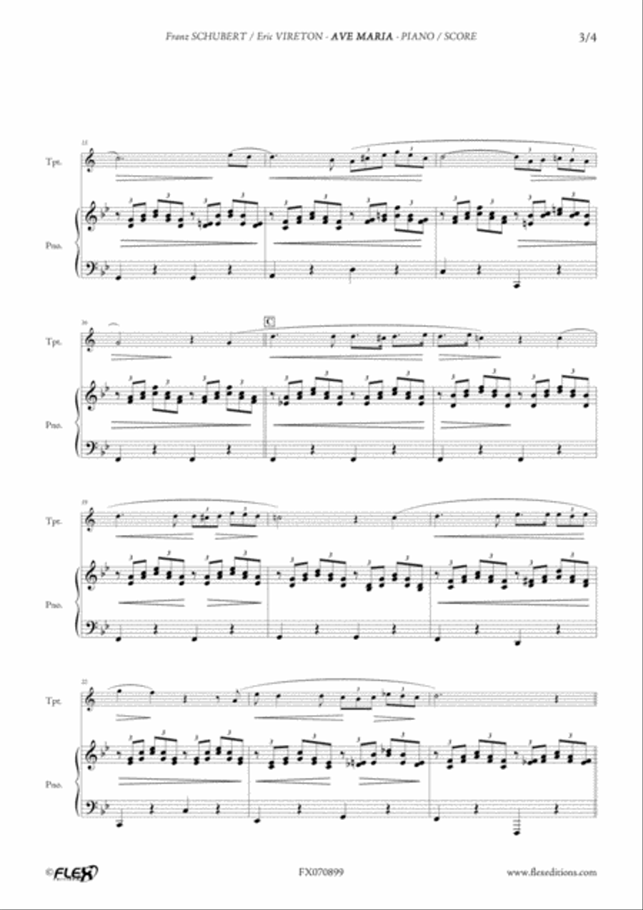 Ave Maria B-Flat Trumpet scores gallery preview page 3