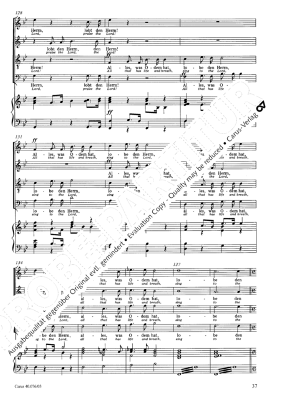 Hymn of Praise, MWV A 18 SSAATB scores gallery preview page 38