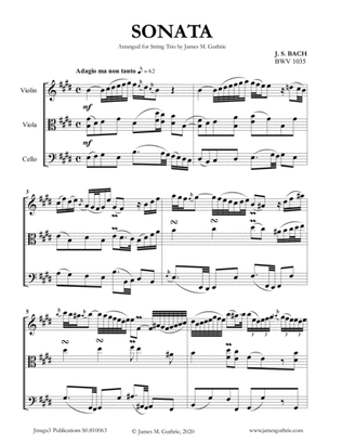 Book cover for BACH: Sonata BWV 1035 for String Trio