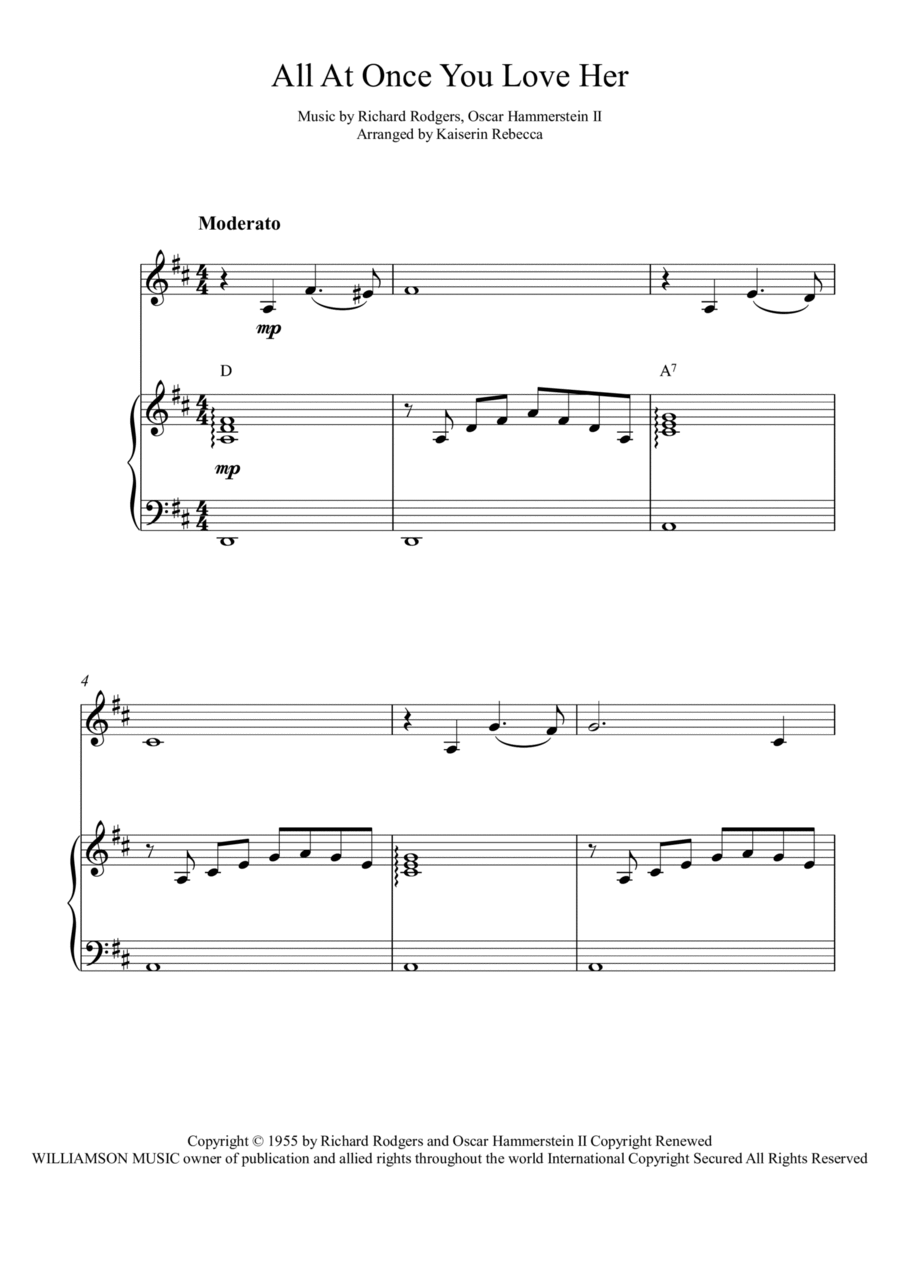 All At Once You Love Her Violin Solo scores gallery preview page 1