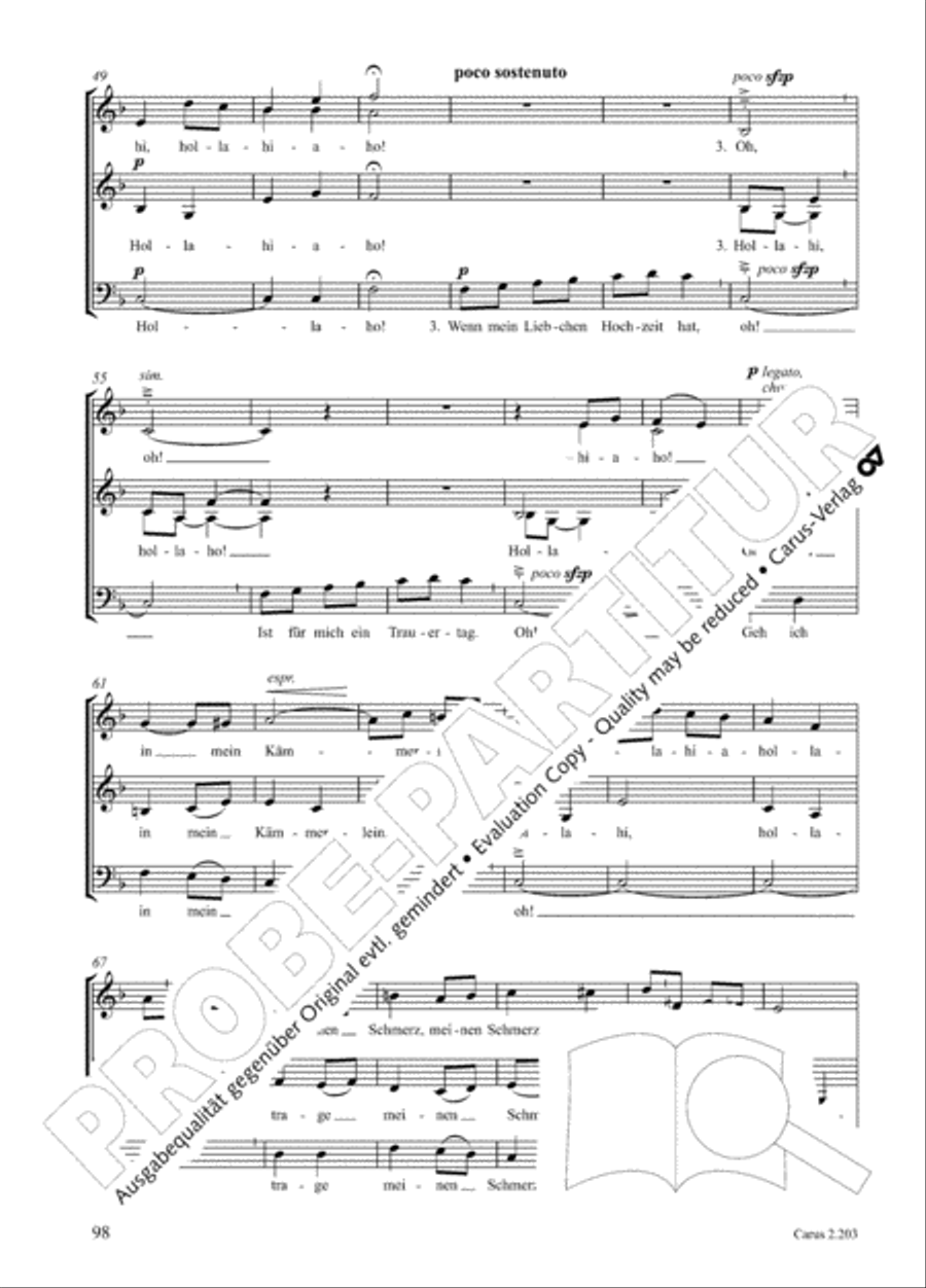 Loreley. Folk songs for choir (Loreley. Volkslieder fur Chor) Choir scores gallery preview page 104