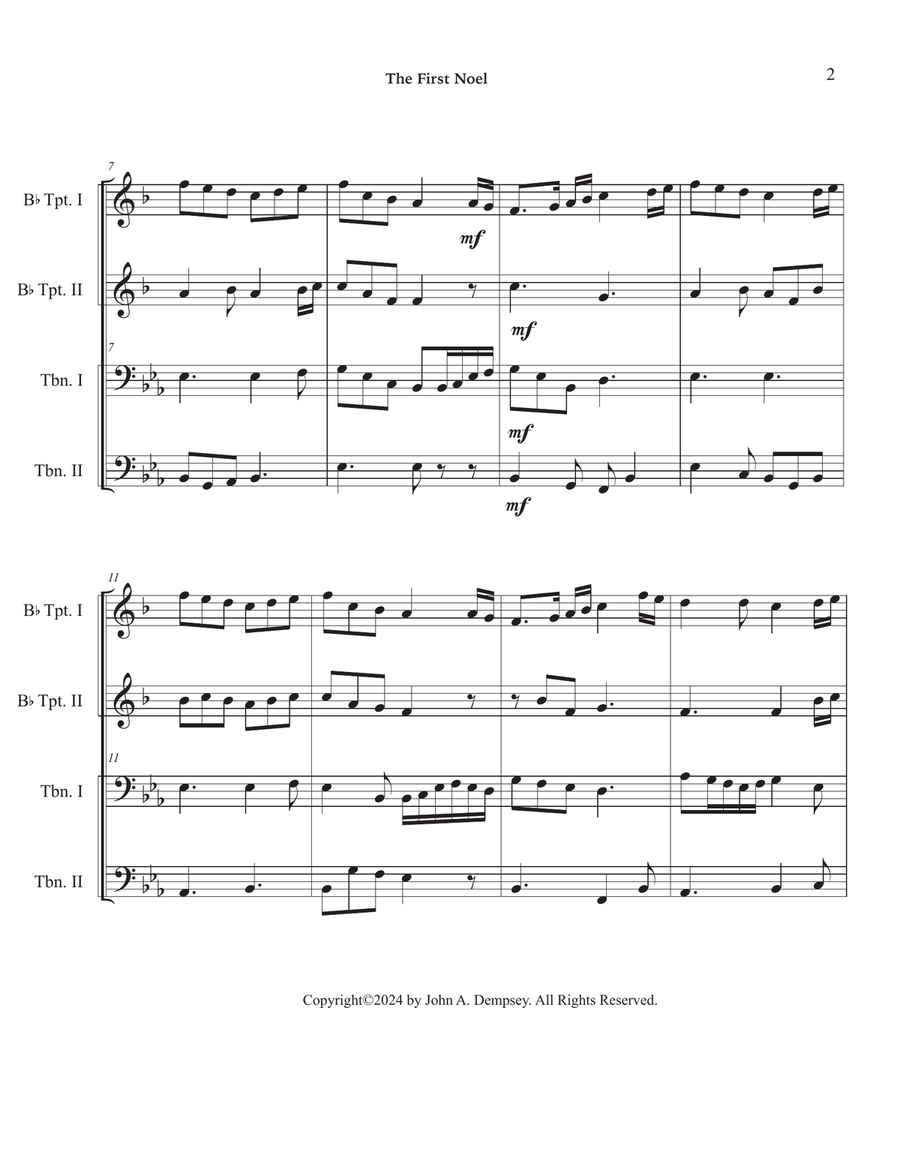 The First Noel (Brass Quartet): Two Trumpets and Two Trombones Brass Quartet scores gallery preview page 6