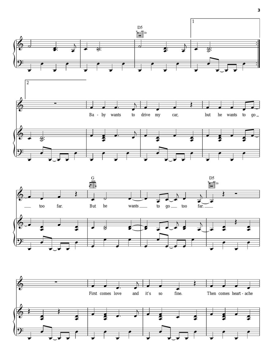 Somewhere Trouble Don't Go Piano, Vocal, Guitar scores gallery preview page 3