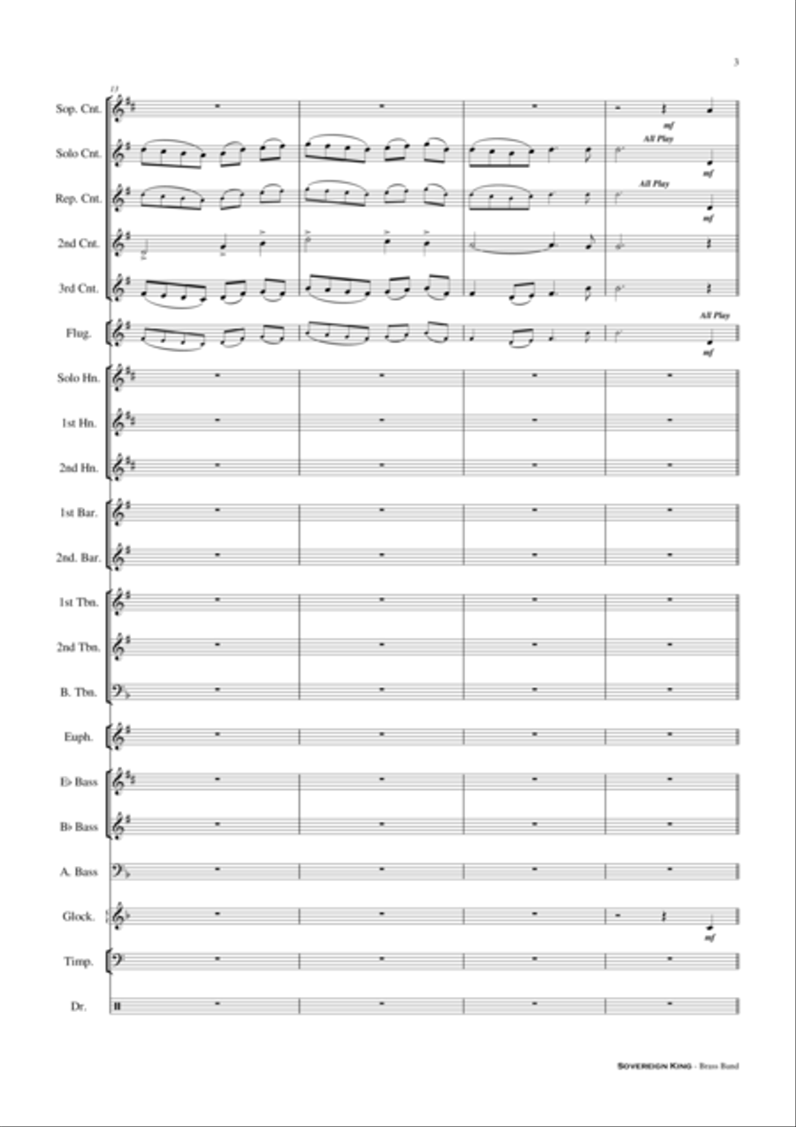 Sovereign King - Brass Band (with Cornet Trio) Score and Parts PDF Brass Trio scores gallery preview page 4
