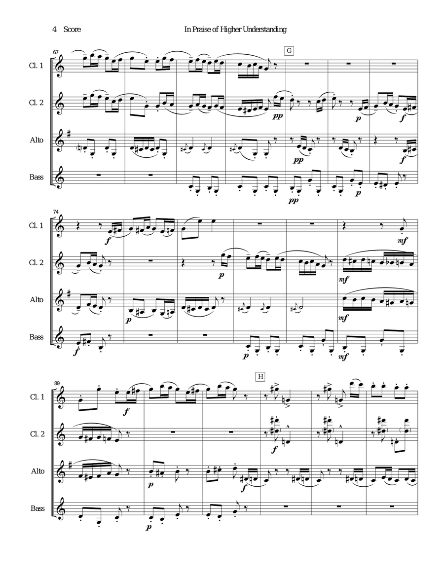Mahler - In Search of Higher Understanding set for Clarinet Quartet Clarinet Quartet scores gallery preview page 4