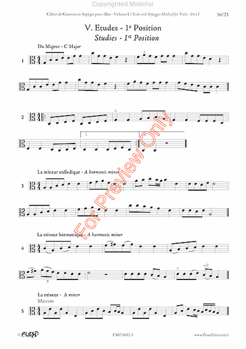 Scales And Arpeggios Method For Viola, Part I - First Position
