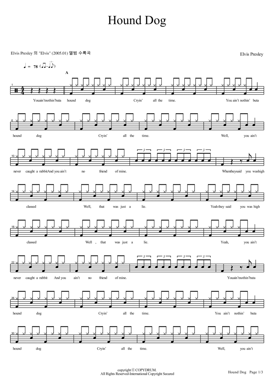 Hound Dog Drum Set scores gallery preview page 1