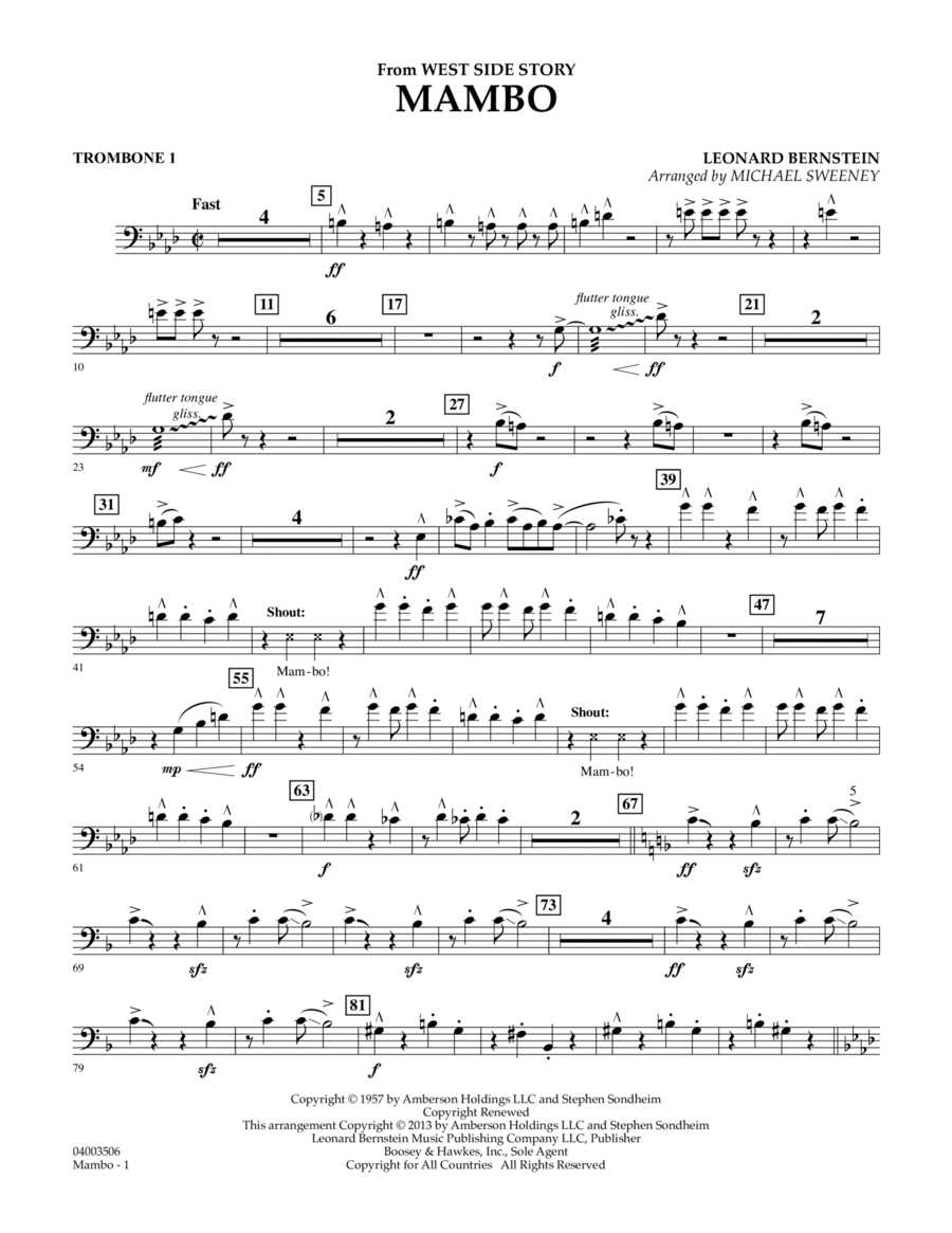 Mambo (from West Side Story) - Trombone 1 Concert Band scores gallery preview page 1