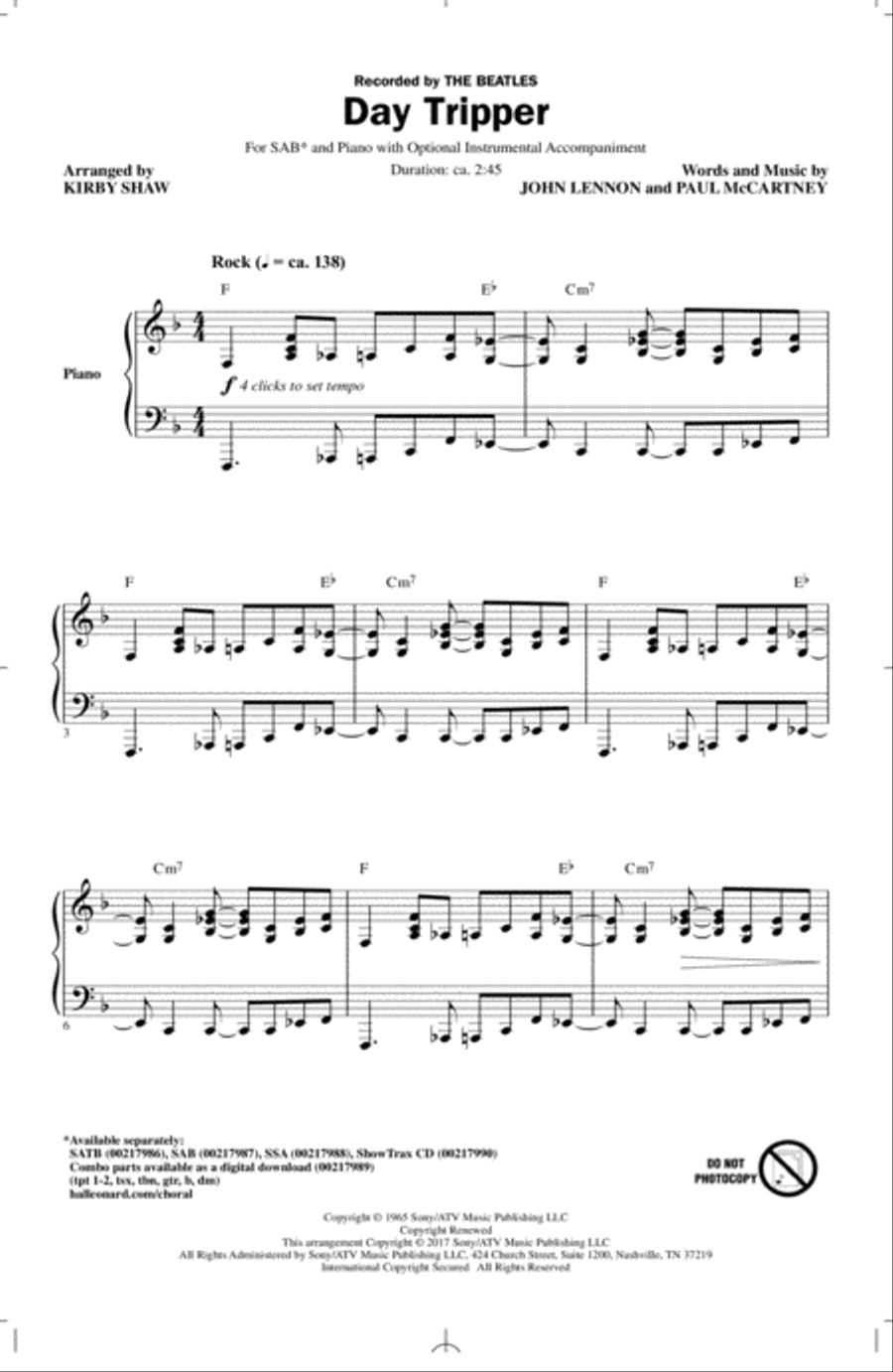 Day Tripper 3-Part scores gallery preview page 1