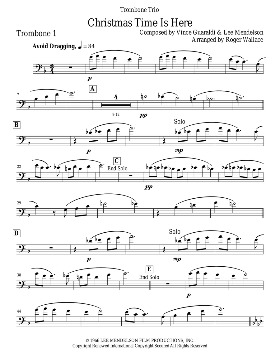 Christmas Time Is Here Trombone Trio scores gallery preview page 5