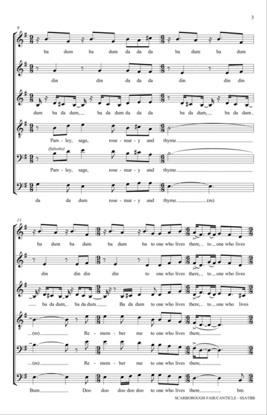 Scarborough Fair/Canticle (arr. Randy Jordan) SSATBB scores gallery preview page 3