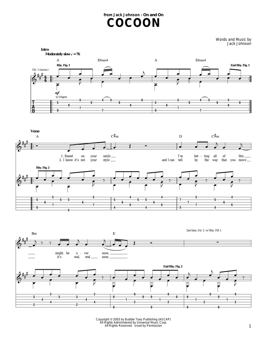 Cocoon Cocoon Acoustic Guitar scores gallery preview page 1