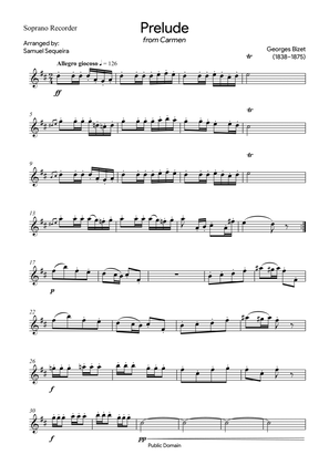 Prelude (from Carmen) - for Recorder - with play along