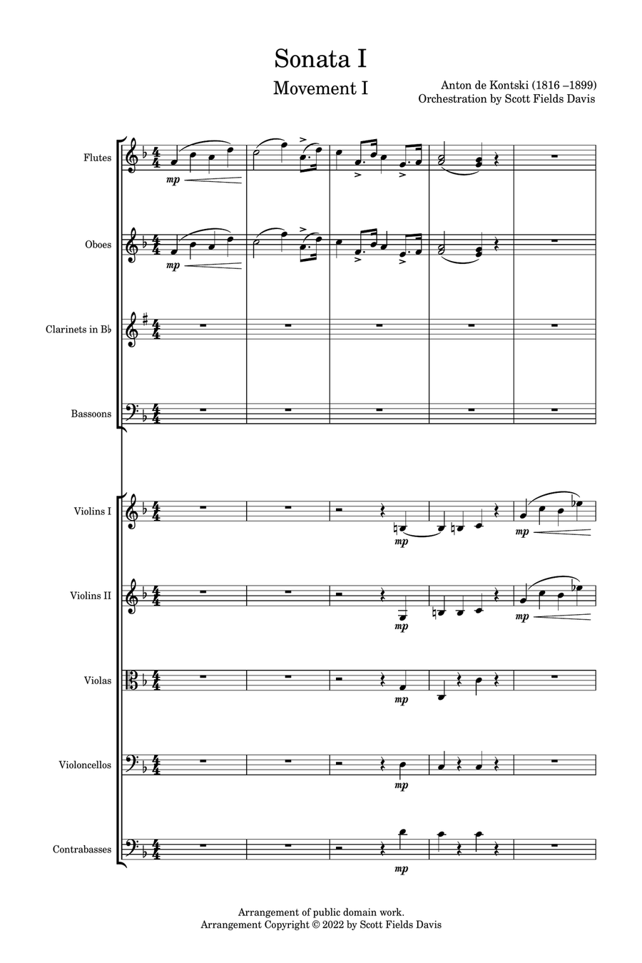 Kontski, Sonata I (Movement I) arranged for orchestra Full Orchestra scores gallery preview page 1