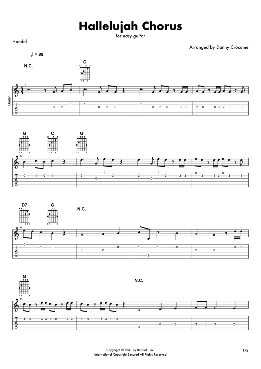 Hallelujah Chorus Hallelujah Chorus Acoustic Guitar scores gallery preview page 1
