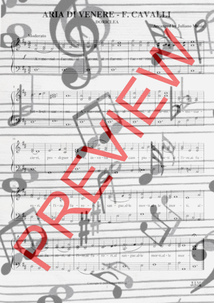 ARIA DI VENERE DORICLEA (PIANO REDUCTION WITH LYRICS) - F. CAVALLI image number null