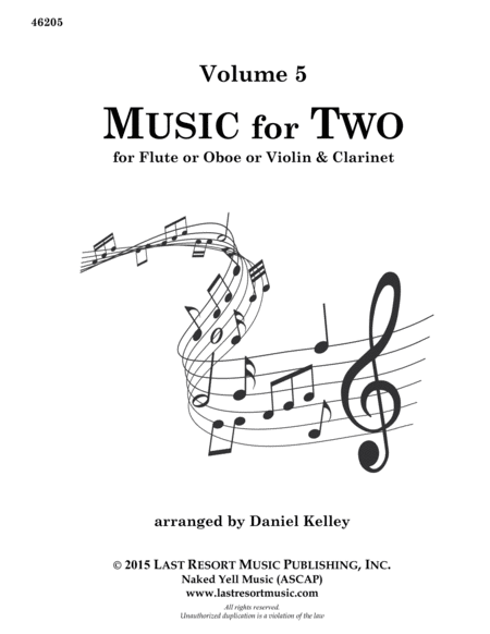 Music for Two, Volume 5 for Flute or Oboe or Violin & Clarinet Duet 46205