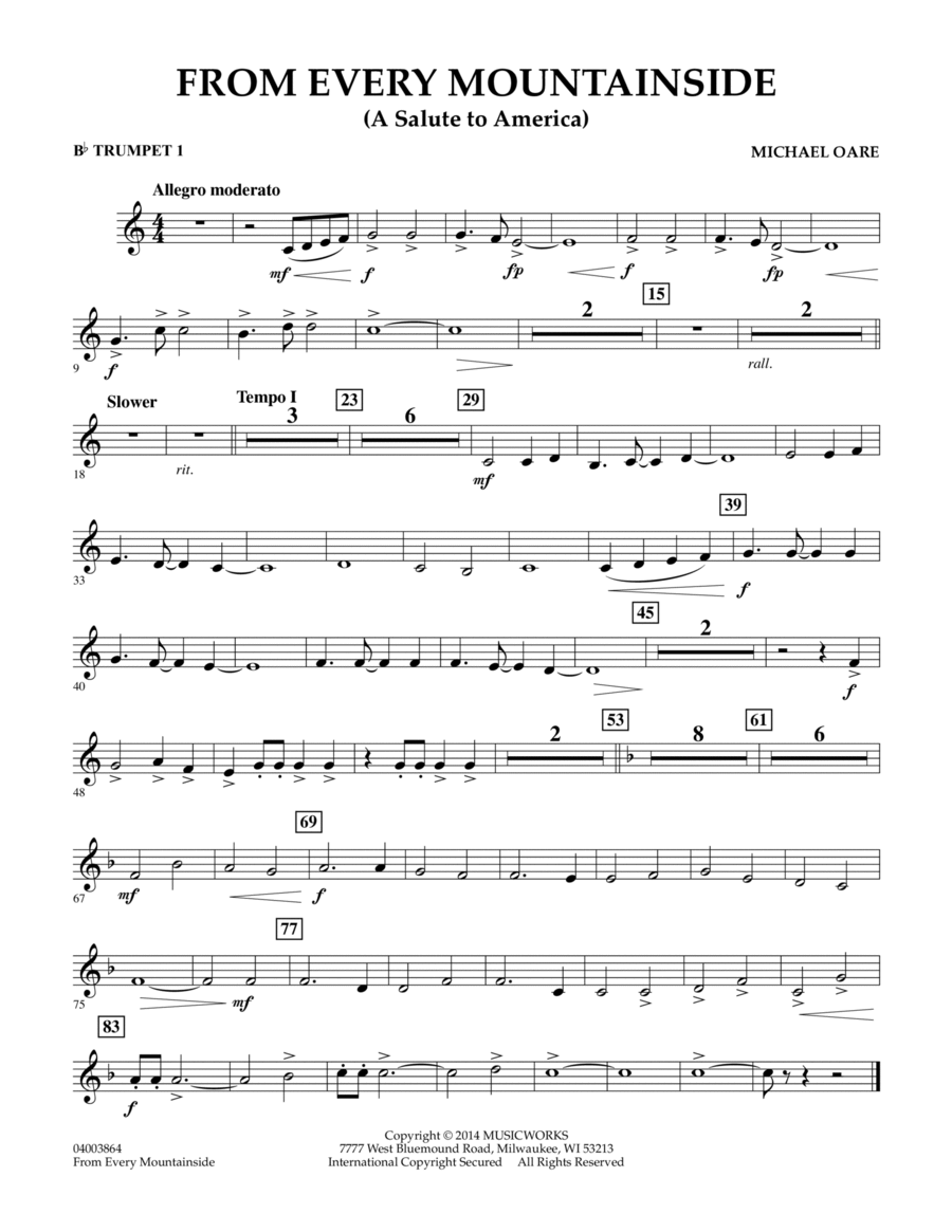 From Every Mountainside (A Salute to America) - Bb Trumpet 1 Concert Band scores gallery preview page 1