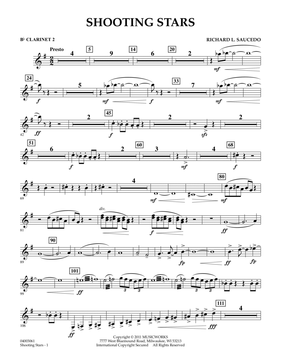 Shooting Stars - Bb Clarinet 2 Concert Band scores gallery preview page 1