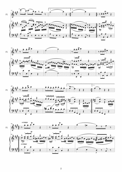 Mozart - Flute quartet in A K.298 - Version for Flute and piano image number null