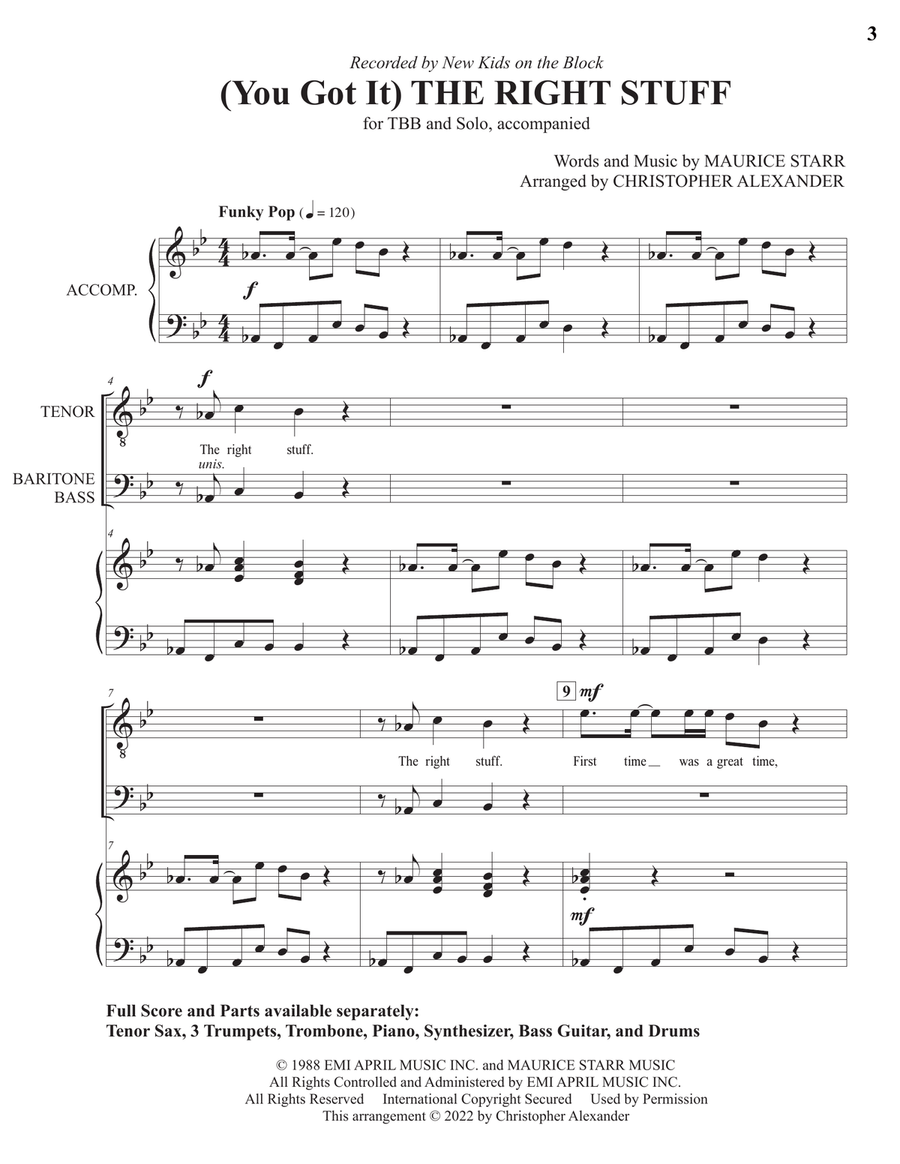 (you've Got It) The Right Stuff 3-Part scores gallery preview page 3