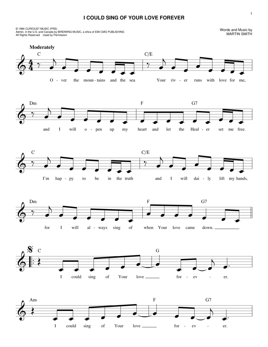 I Could Sing Of Your Love Forever Piano scores gallery preview page 1
