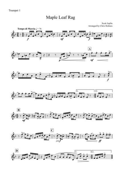 Maple Leaf Rag for Brass Quartet image number null