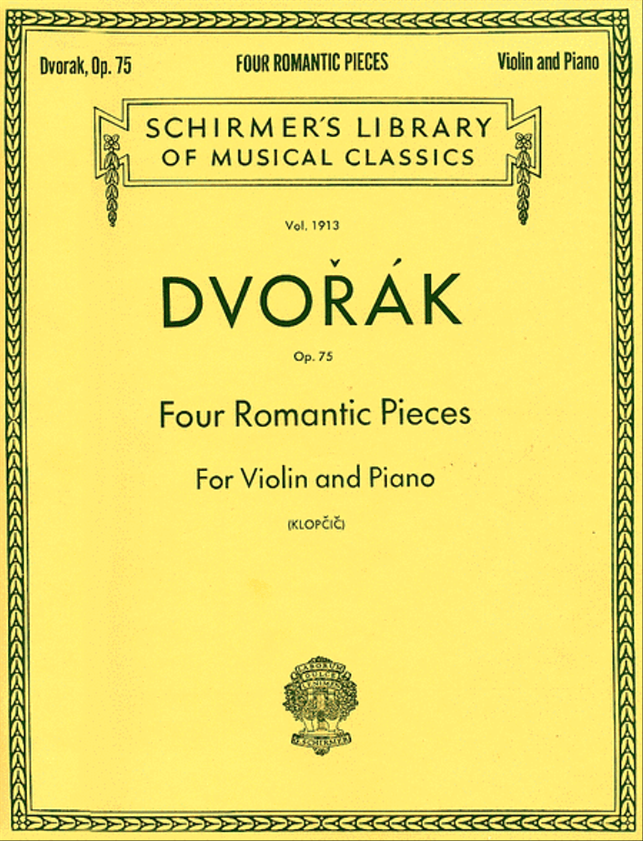 Four Romantic Pieces, Op. 75 by Antonin Dvorak Violin Solo - Sheet Music