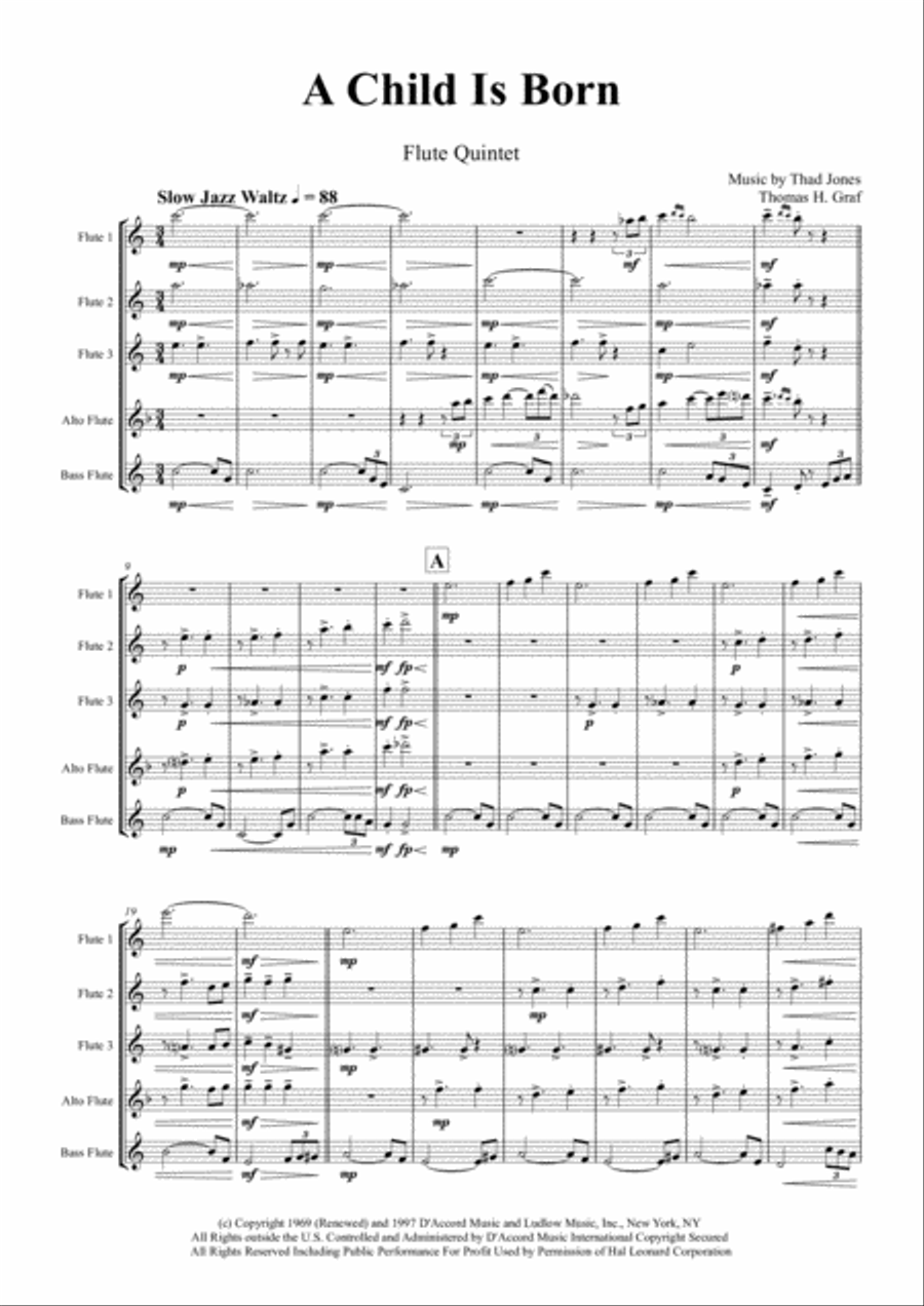 A Child Is Born Woodwind Ensemble scores gallery preview page 1