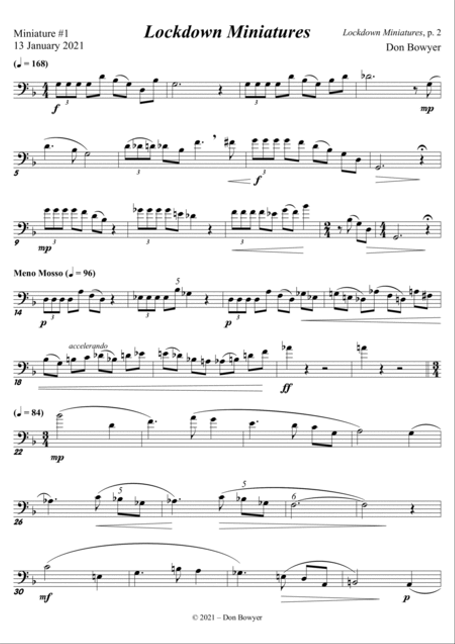 Lockdown Miniatures (A4 size) Trombone Solo scores gallery preview page 2