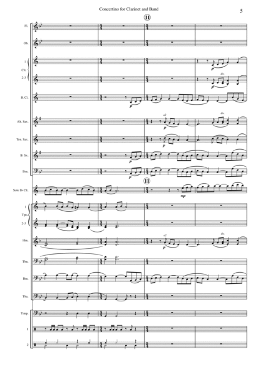 Concertino for Clarinet and Band Concert Band scores gallery preview page 5