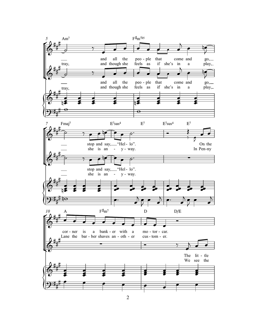 Penny Lane (arr. Rick Hein) 2-Part scores gallery preview page 2
