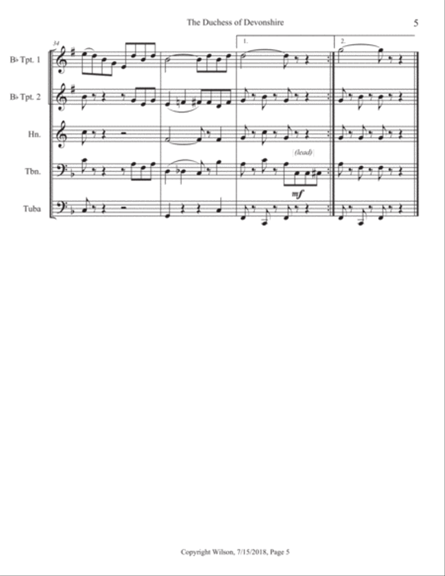 The Duchess of Devonshire Brass Quintet scores gallery preview page 6