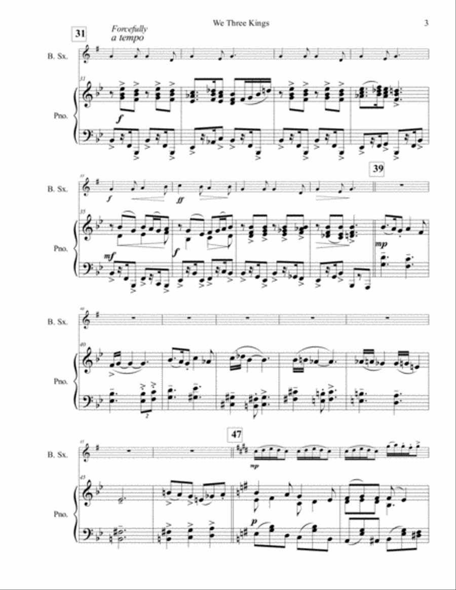 We Three Kings for Solo Bari Saxophone Baritone Saxophone scores gallery preview page 4
