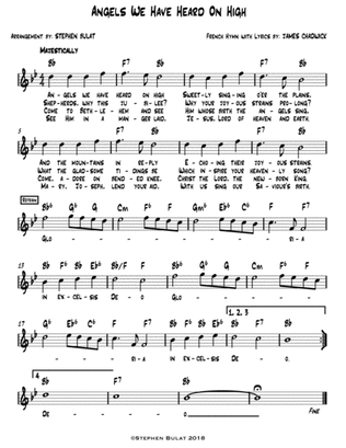 Angels We Have Heard On High - Lead sheet (melody, lyrics & chords) in key of Bb