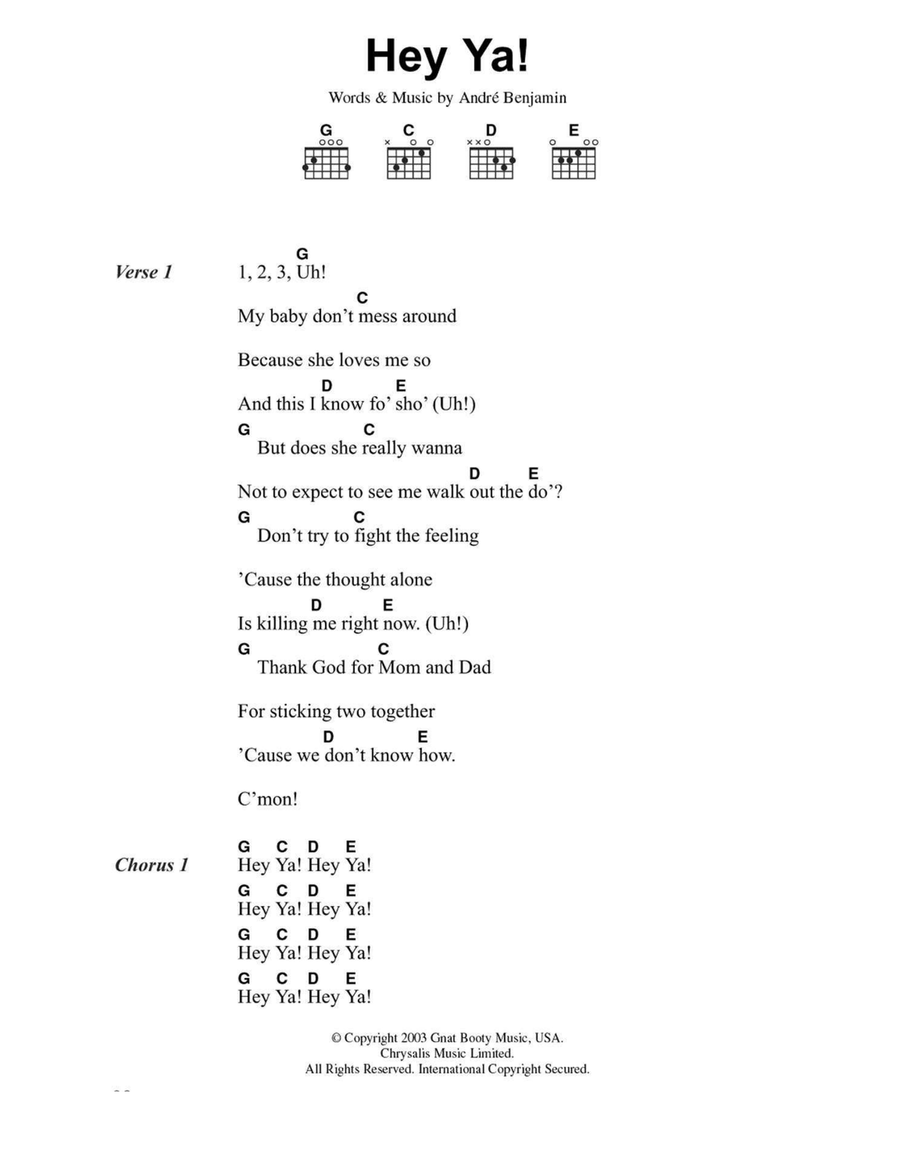 Hey Ya! Acoustic Guitar scores gallery preview page 1