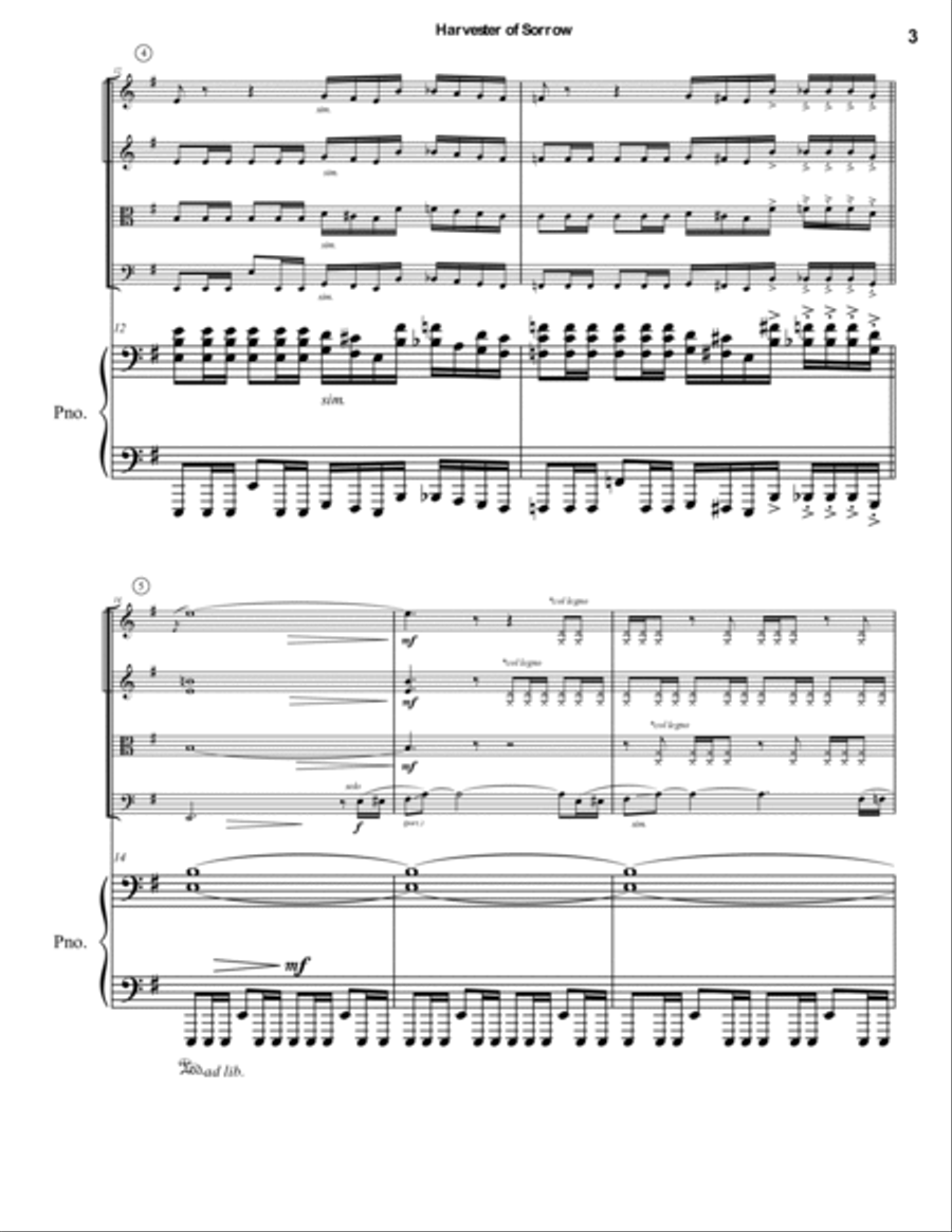Harvester Of Sorrow Piano Quintet scores gallery preview page 3
