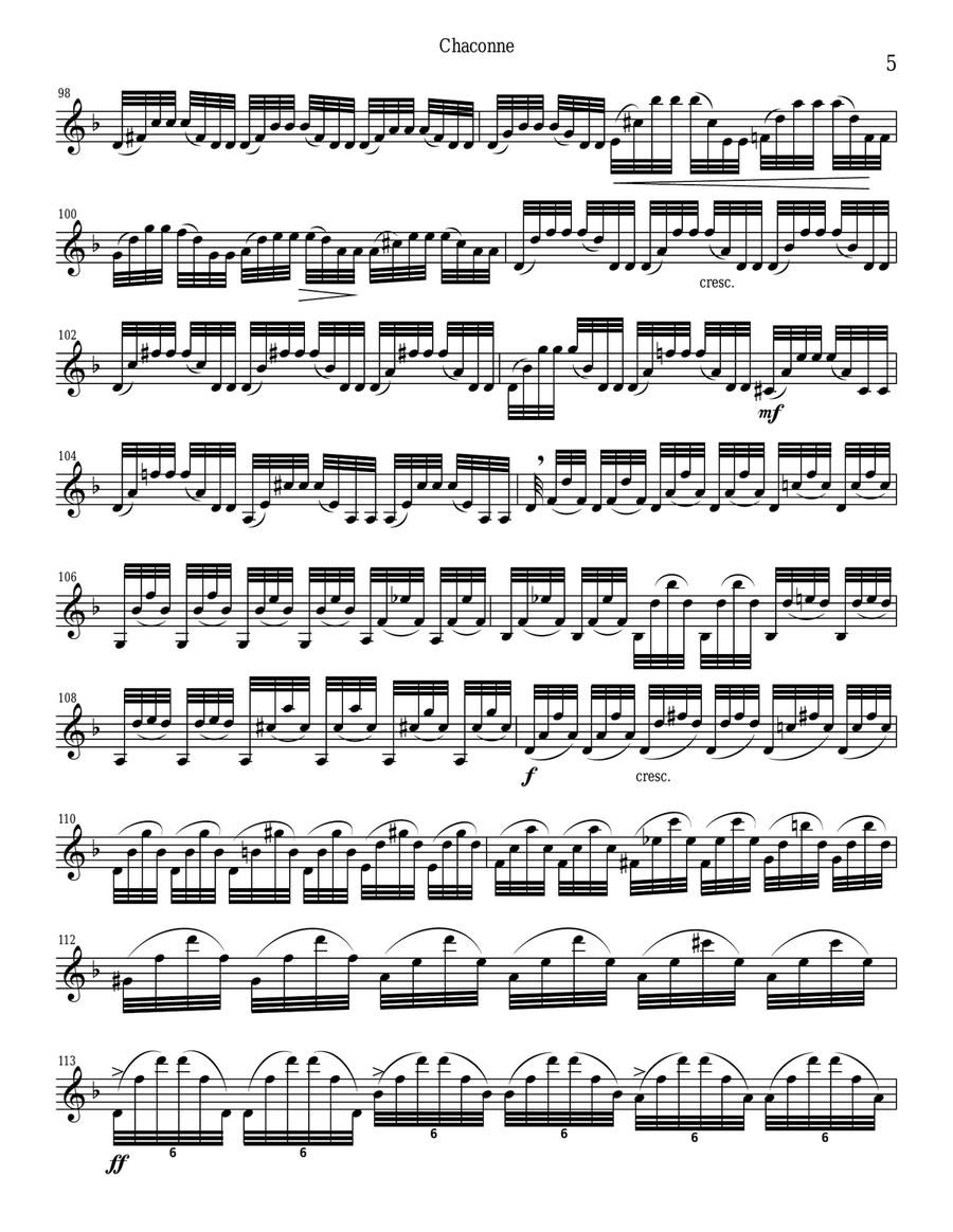 Bach Chaconne for solo (unaccompanied) clarinet Clarinet Solo scores gallery preview page 5