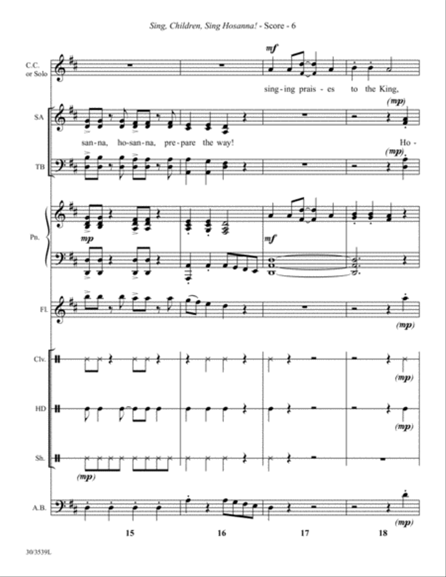 Sing, Children, Sing Hosanna! - Instrumental Ensemble Score and Parts Choir scores gallery preview page 7