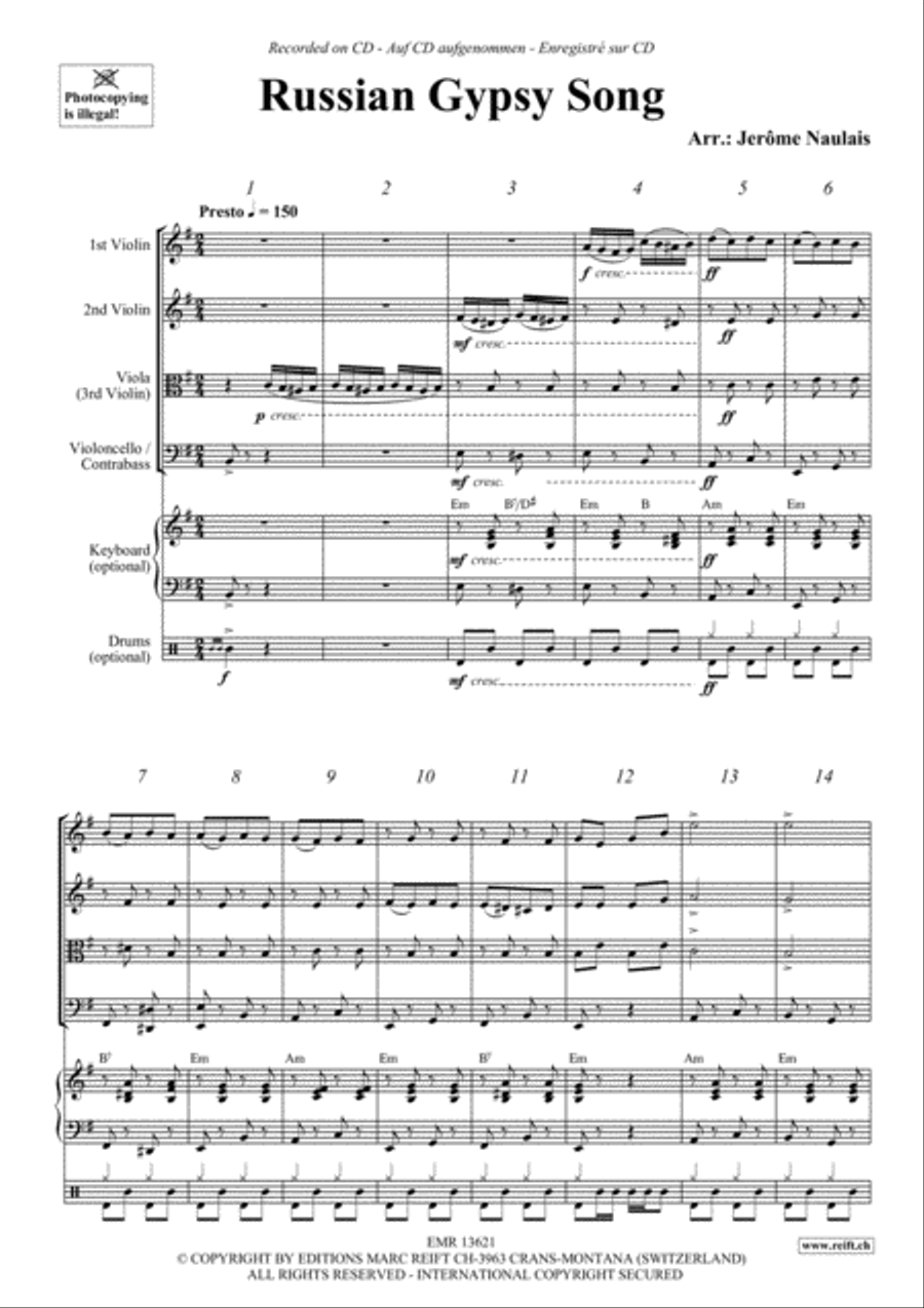 Russian Gypsy Song String Quartet scores gallery preview page 3
