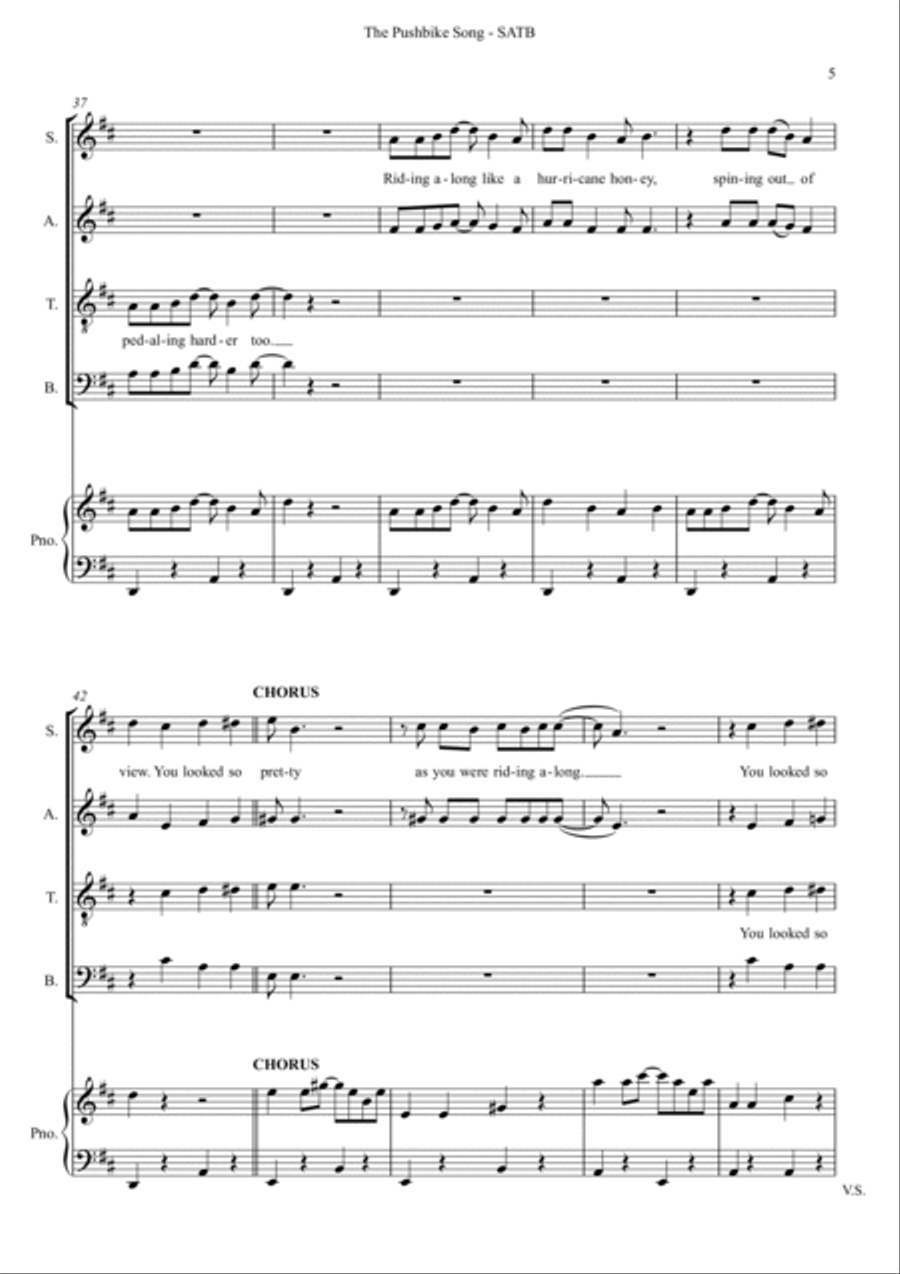 The Pushbike Song 4-Part scores gallery preview page 5