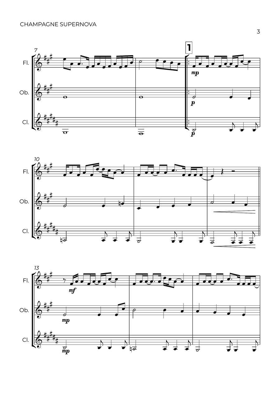 Champagne Supernova Woodwind Trio scores gallery preview page 3