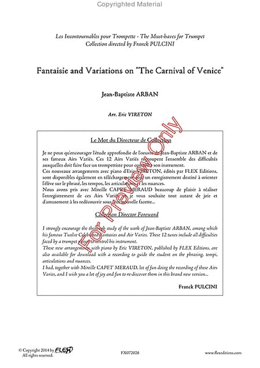 Fantaisie And Variations On "The Carnival Of Venice" image number null